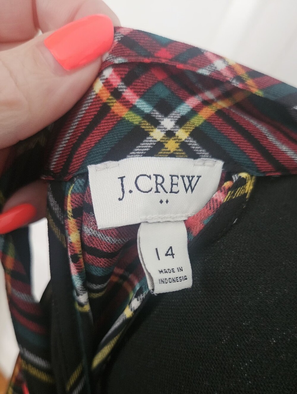 J. Crew Womens 14 Plaid Halter Top Sleeveless Tie Back Tartan Blouse Red Green - Picture 5 of 6